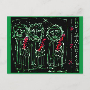 VINTAGE ART 1954 Weihnachtspostkarte Postkarte