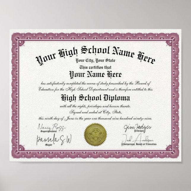 Vintage Art Border High School Poster (Vorne)