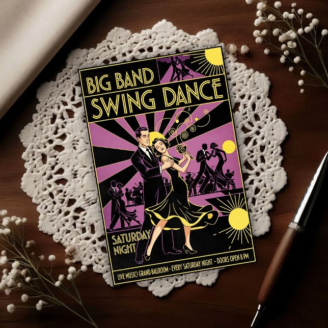 Vintage Art Deco 1940s Swing Dance Postkarte (Von Creator hochgeladen)