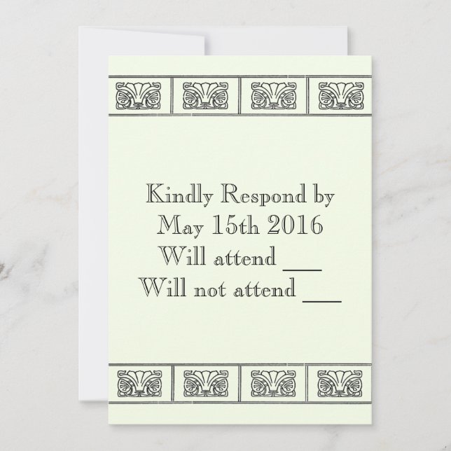 Vintage Art Deco Blume Border Response Einladung (Vorderseite)