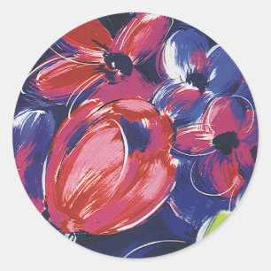 Vintage Art Deco-Blume, Tulips, Blumentextil Runder Aufkleber