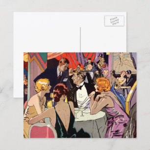 Vintage-Art-Déco-Cocktailparty im Nachtclub Postkarte