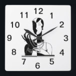 Vintage Art-Deco-Dame mit Perlen Schwarz Transmitt Quadratische Wanduhr<br><div class="desc">Vintage Art Deco Lady with Pearls - Vintage Werbung Art - Schwarz & Transparentes Bild Individuell gestaltbare Einladungen und Accessoires mit einem stilvollen Vintagen Deko, der ein Kunstbild der modischen 20er - 30er Jahre mit Perlen zeigt. Sie können diese Produkte leicht anpassen, indem Sie Textfelder hinzufügen, vorhandene Textfelder entfernen, Textfarben...</div>