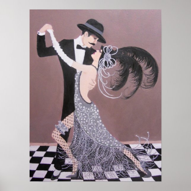 VINTAGE ART DECO DANCERS POSTER (Vorne)
