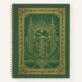 Vintage Art Deco Emerald Explorer Skyline Journal Notizbuch