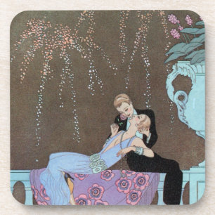 Vintage Art Deco Feuerwerk Le Feu, George Barbier Getränkeuntersetzer