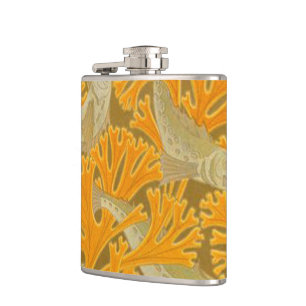 Vintage Art Deco Fische und Gelbe Korallen Design Flachmann