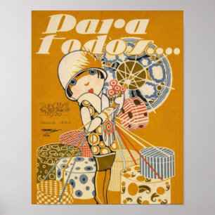 Vintage Art Deco - Flapper-Einkaufsbummel Poster