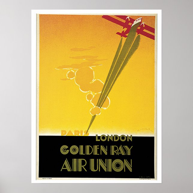 Vintage Art-Deco-Fluggesellschaften reisen und Poster (Vorne)