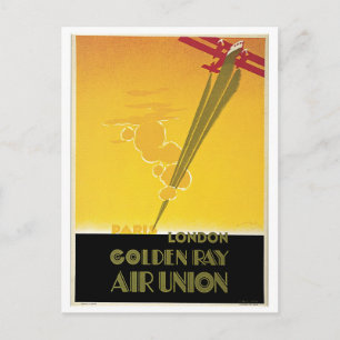 Vintage-Art-Deco-Flugreise-Werbung Postkarte