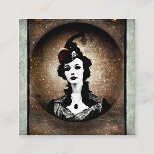 Vintage Art Deco-Frau mit Hut Quadratische Visitenkarte (Vorderseite)