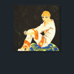 Vintage Art Deco Frau, rauchen von S. Chompre Leinwanddruck<br><div class="desc">Vintage Illustration Kunst Deko Alltagsbild mit einer eleganten Dame sitzt und entspannt beim Rauchen einer Zigarette. Sie sitzt in ihren Schlafanzügen und schwammigen Hausschuhen. Art Deco von S. Chompre. "Femmes Modernes, 1926" von S. Chompré ist eine Reihe von Illustrationen mit zeitgenössischen Frauen aus den 1920er Jahren von Samuel Chompré. Der...</div>