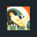 Vintage Art Deco Frau Reclining on Couch, Chompe Leinwanddruck<br><div class="desc">Vintage Illustrationskunst Deko Tagesbild mit einer eleganten Frau sitzend und entspannen auf einem Sofa neben einem Tisch mit einer Tasse Kaffee und einer Kaffeekanne. Die Frau von S. Chompre zu neuem Leben erwecken.</div>
