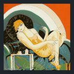 Vintage Art Deco Frau Reclining on Couch, Chompe Poster<br><div class="desc">Vintage Illustrationskunst Deko Tagesbild mit einer eleganten Frau sitzend und entspannen auf einem Sofa neben einem Tisch mit einer Tasse Kaffee und einer Kaffeekanne. Die Frau von S. Chompre zu neuem Leben erwecken.</div>