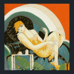 Vintage Art Deco Frau Reclining on Couch, Chompe Poster<br><div class="desc">Vintage Illustrationskunst Deko Tagesbild mit einer eleganten Frau sitzend und entspannen auf einem Sofa neben einem Tisch mit einer Tasse Kaffee und einer Kaffeekanne. Die Frau von S. Chompre zu neuem Leben erwecken.</div>