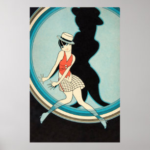 Vintage Art Deco - Für Alle - Flapper auf der Bühn Poster