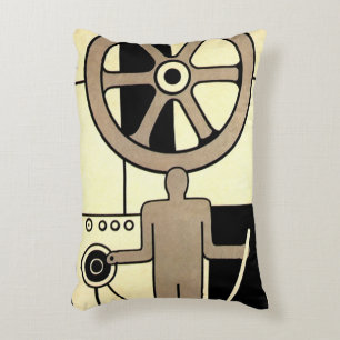 Vintage Art Deco Geschäft Rad und Maschinenarbeite Dekokissen