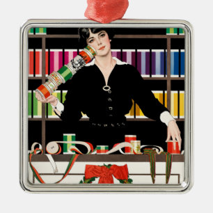 Vintage-Art-Déco-Geschenkverpackungsabteilung Ornament Aus Metall