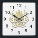 Vintage Art Deco Gold Plume Arabesque Quadratische Wanduhr<br><div class="desc">Vintage Art Deco Gold Plume Arabesque Clean, elegant, chic and stylish customizable party accessories with a romantic vintage look art deco gold plume / art deco fan arabesque shaped design. This product is part of a suite of matching designs that are easily customizable for many occasions and events. If you...</div>