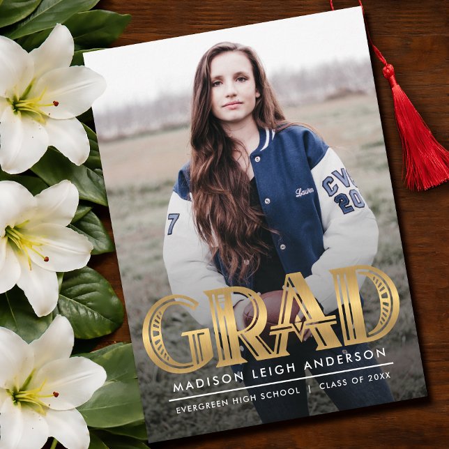 Vintage Art Deco Grad Photo Announcement Einladung (Von Creator hochgeladen)