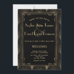 Vintage Art Deco Great Gatsby Wedding Invitation Einladung<br><div class="desc">Great Gatsby Vintage Art Deco Wedding Invitation. A black and gold 1920's inspired card design features beautiful geometric style of Art Deco. Use Customize tool to add your info. See,  also,  my Great Gatsby Vintage Art Deco Wedding Collection.</div>