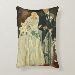 Vintage Art Deco Hochzeit Braut und Bräutigam Fris Dekokissen