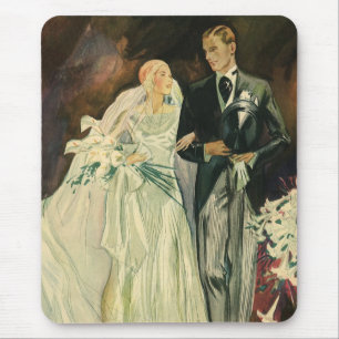 Vintage Art Deco Hochzeit Braut und Bräutigam Fris Mousepad