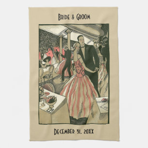 Vintage-Art-Déco-Hochzeit, Erster Tanz der Neuverm Geschirrtuch