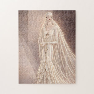 Vintage-Art-Deco-Hochzeitsmode-Illustration
