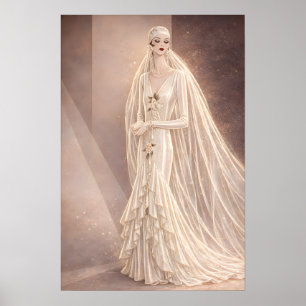 Vintage-Art-Deco-Hochzeitsmode-Illustration Poster