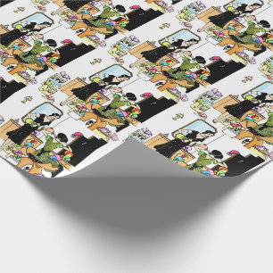 Vintage-Art-Déco-Hutladen-Illustration aus den 192 Geschenkpapier