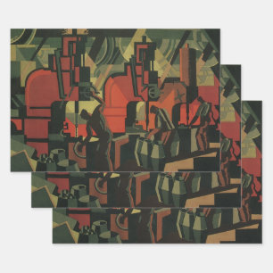 Vintage Art Deco Industrie Geschenkpapier Set