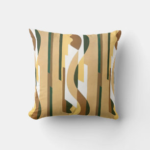 Vintage Art Deco Jazz Kurvenmuster Herbstfarben Kissen