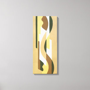 Vintage Art Deco Jazz Kurvenmuster Herbstfarben Leinwanddruck