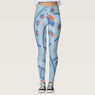 Vintage Art Deco Jazz Pochoir Vögel Tiermuster Leggings