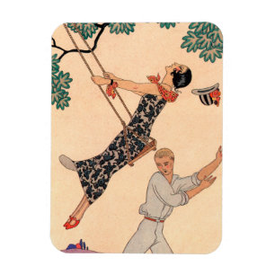 Vintage Art Deco Liebe, Die Schaukel von George Ba Magnet