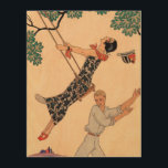 Vintage Art Deco Liebe, The Swing von George Barbi Holzdruck<br><div class="desc">Vintage Illustrations-Liebe und romantische Deko-Bild mit ein paar Flirten, spielen und sorglos im Park während der Frühjahrssaison. Die Frau schwingt auf einer Schaukel von einem Baum, ihr Hut fällt ab, und sie trägt ein wunderschönes Blumenkleid mit blühenden Blume. Der Mann ist hinter ihr stehend und drückt sie sanft. L'Escarpolette (auch...</div>