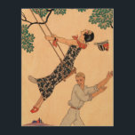 Vintage Art Deco Liebe, The Swing von George Barbi Holzdruck<br><div class="desc">Vintage Illustrations-Liebe und romantische Deko-Bild mit ein paar Flirten, spielen und sorglos im Park während der Frühjahrssaison. Die Frau schwingt auf einer Schaukel von einem Baum, ihr Hut fällt ab, und sie trägt ein wunderschönes Blumenkleid mit blühenden Blume. Der Mann ist hinter ihr stehend und drückt sie sanft. L'Escarpolette (auch...</div>