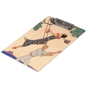 Vintage Art Deco Liebe, The Swing von George Barbi Klemmbrett