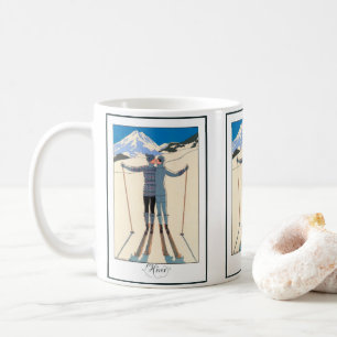 Vintage Art Deco, Liebende im Schnee von George Ba Kaffeetasse