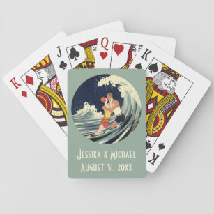 Vintage Art Deco Liebhaber des Kusses in den Welle Spielkarten