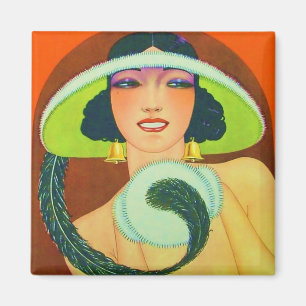 Vintage Art Deco Mädchen Magnet