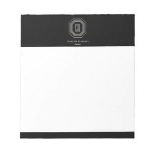 Vintage-Art-Déco-Monogramm Grau/Schwarz Notizblock