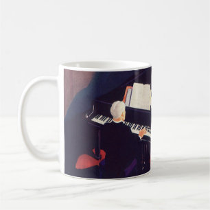 Vintage Art Deco Musiklounge Klavierspieler Pianis Kaffeetasse