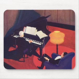 Vintage Art Deco Musiklounge Klavierspieler Pianis Mousepad