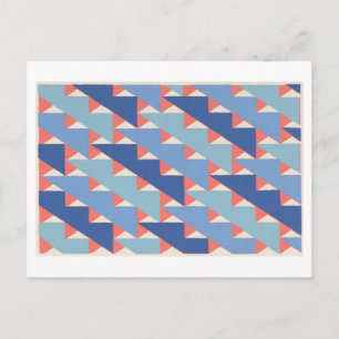 Vintage Art Deco Muster in Blau Postkarte