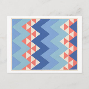 Vintage-Art-Déco-Muster in Blau Postkarte