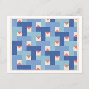 Vintage Art Deco Muster in Blau Postkarte