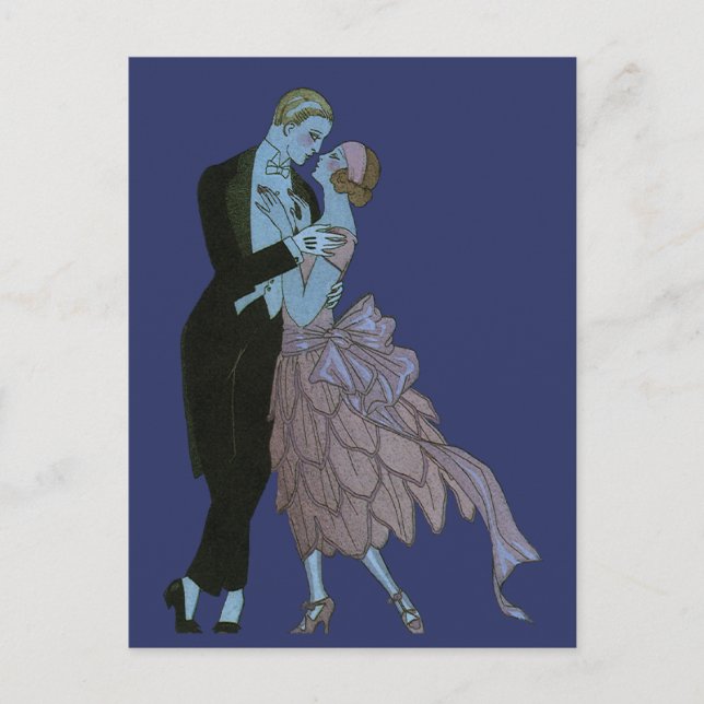 Vintage Art Deco Neuaufnahmen, Hochzeit speichern  Ankündigungspostkarte (Vorderseite)