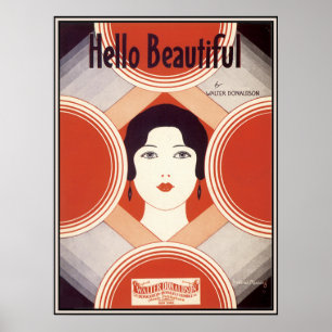Vintage-Art-Deco-Notenblatt Hello Beautiful Poster